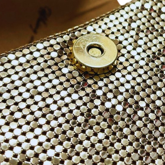 Vintage Whiting & Davis Mesh Evening Shoulder Bag Gold - Picture 7 of 14